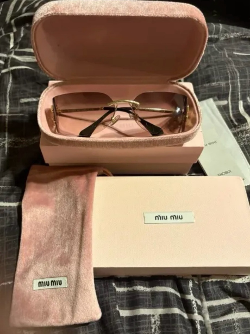 Miu Miu Pink Gradient Lens Sunglasses with Pink Velvet Case